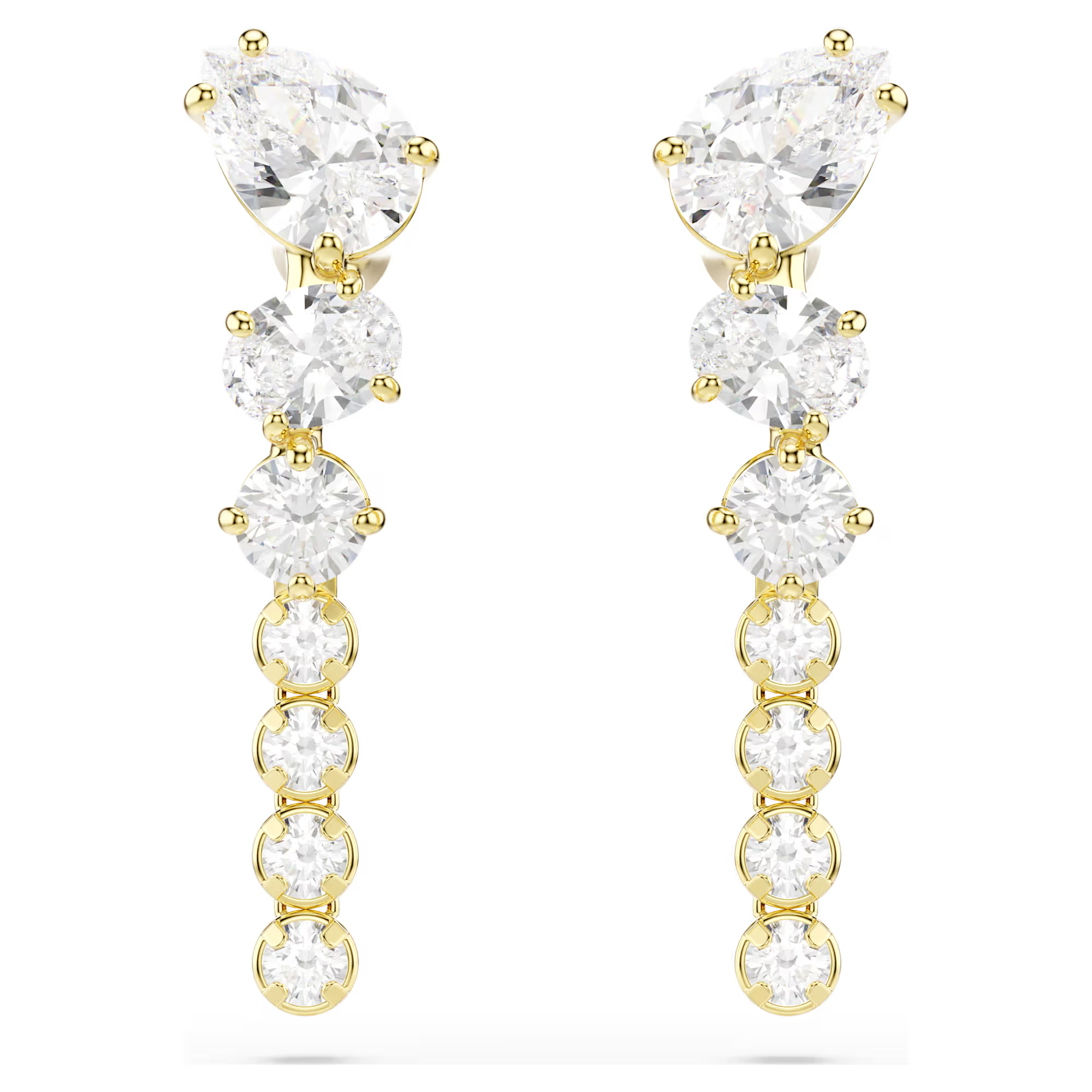 Deze oogverblindende oorbellen zijn gemaakt met lange strengen Swarovski Zirkonia, uitgevoerd in verschillende slijpvormen en een hangende cupchain. Draag ze met de bijpassende hanger voor een extra glamoureuze look. De oogverblindende sieraden van Mesmera combineren klassieke silhouetten met een fascinerende verfijning, wat zorgt voor unieke, persoonlijke looks die altijd een statement maken.

Artikelnr.: 5747936
Collectie:  Mesmera
Formaat: 2.3 x 0.6 cm
Materiaal:  18k gouden afwerking, Cubic zirconia
Kleur:  Wit
Gewicht (individueel product):  1.9 g