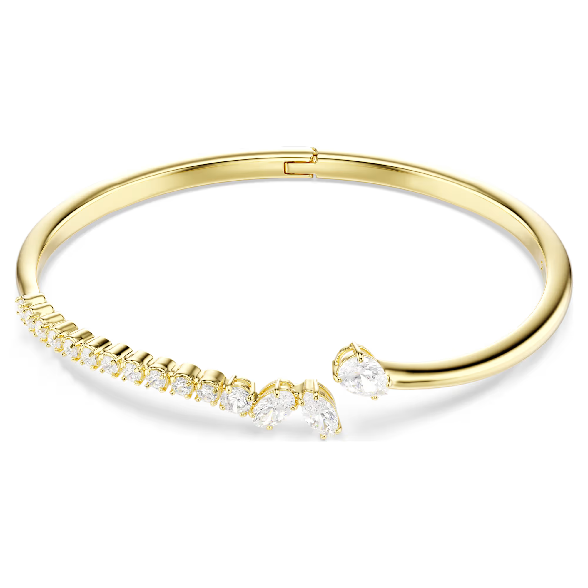Deze open armband geeft bewijs van het meesterschap van licht en is versierd met een verzameling Swarovski Zirkonia voor eindeloze lichtreflecties. Draag hem met de bijpassende ring of ketting voor een tijdloze en intrigerende look. De oogverblindende sieraden van Mesmera combineren klassieke silhouetten met een fascinerende verfijning, wat zorgt voor unieke, persoonlijke looks die altijd een statement maken.

Artikelnr.: 5750440
Collectie:  Mesmera
Lengte: 16.7 cm
Breedte: 1.5 cm
Binnenste diameters: 5.8 x 4.8 cm
Afstand opening: 4.4 cm
Materiaal:  18k gouden afwerking, Cubic zirconia
Kleur:  Wit
Type sluiting:  Wonderclick