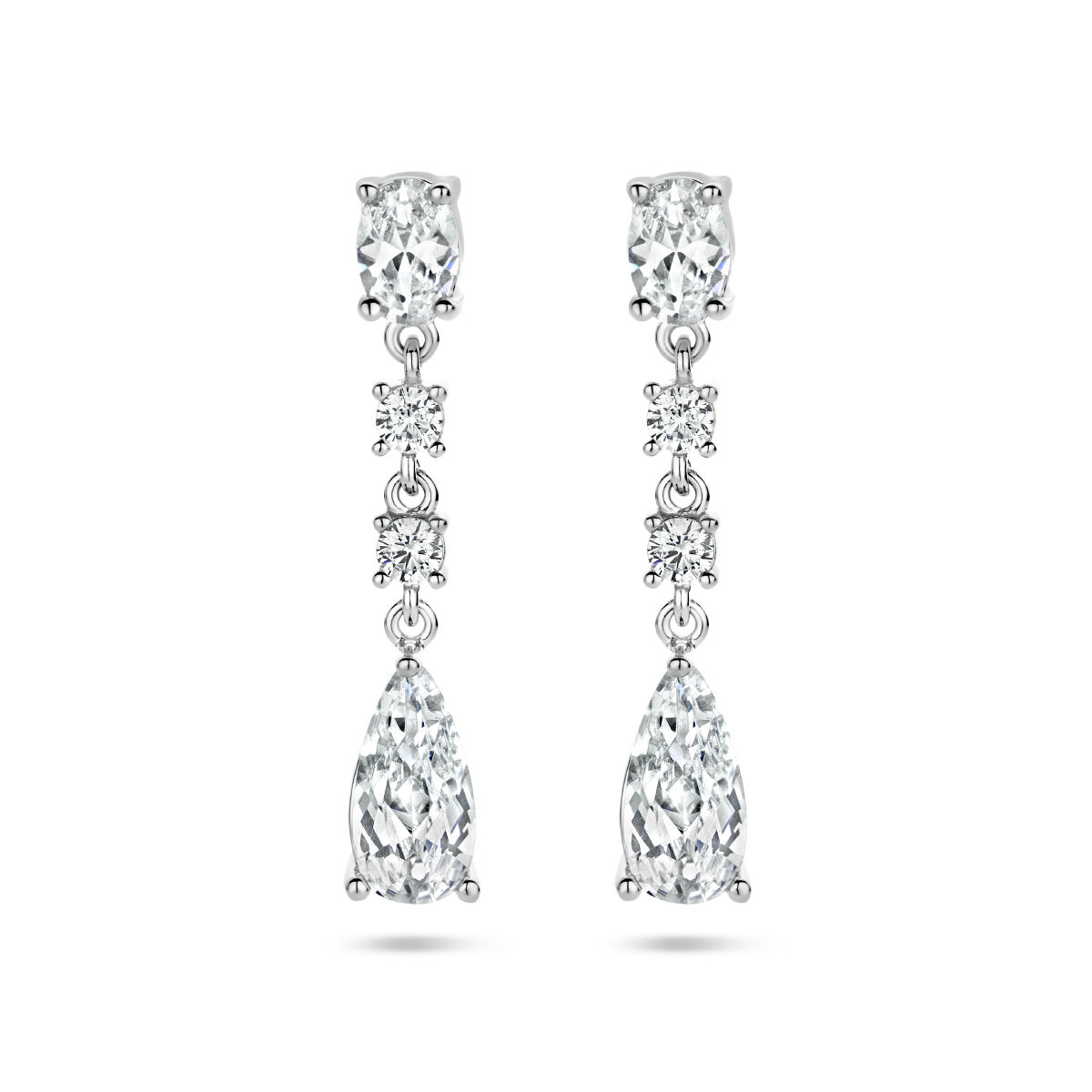 Zilveren oorhangers met zirconia en steker met poussette vlinder