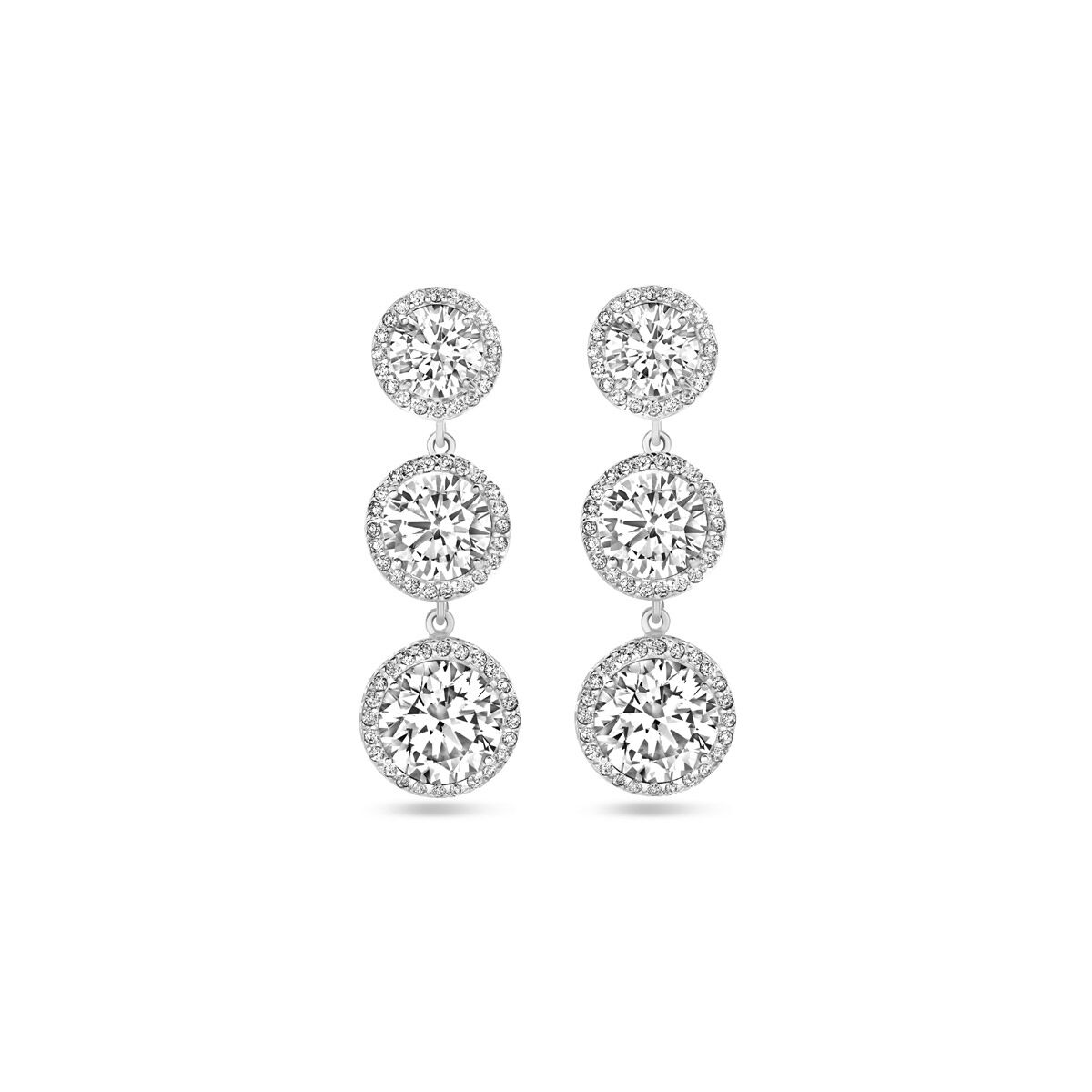 Zilveren oorhangers met zirconia. Is met een steker en poussette vlinder