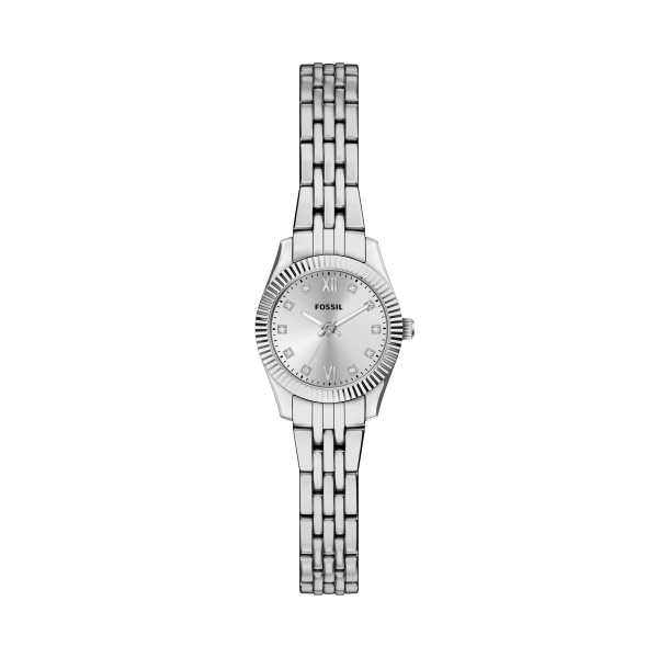 Fossil dames pols horloge staal met stalen band model ES5475 uit de Scarlette Collectie. 5 atm waterdicht.