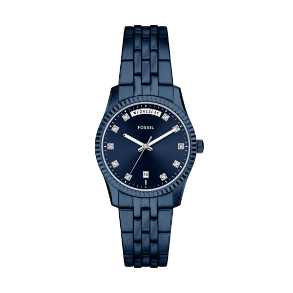 Fossil dames pols horloge staal met stalen band model ES5476 uit de Scarlette Collectie. 5 atm waterdicht.