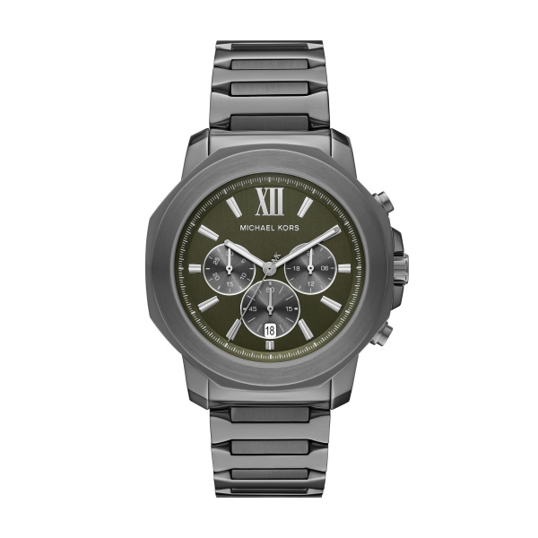 Michael Kors Quarts heren pols horloge staal met stalen band model MK9259 uit de Prescott Collectie. 5 ATM waterdicht.