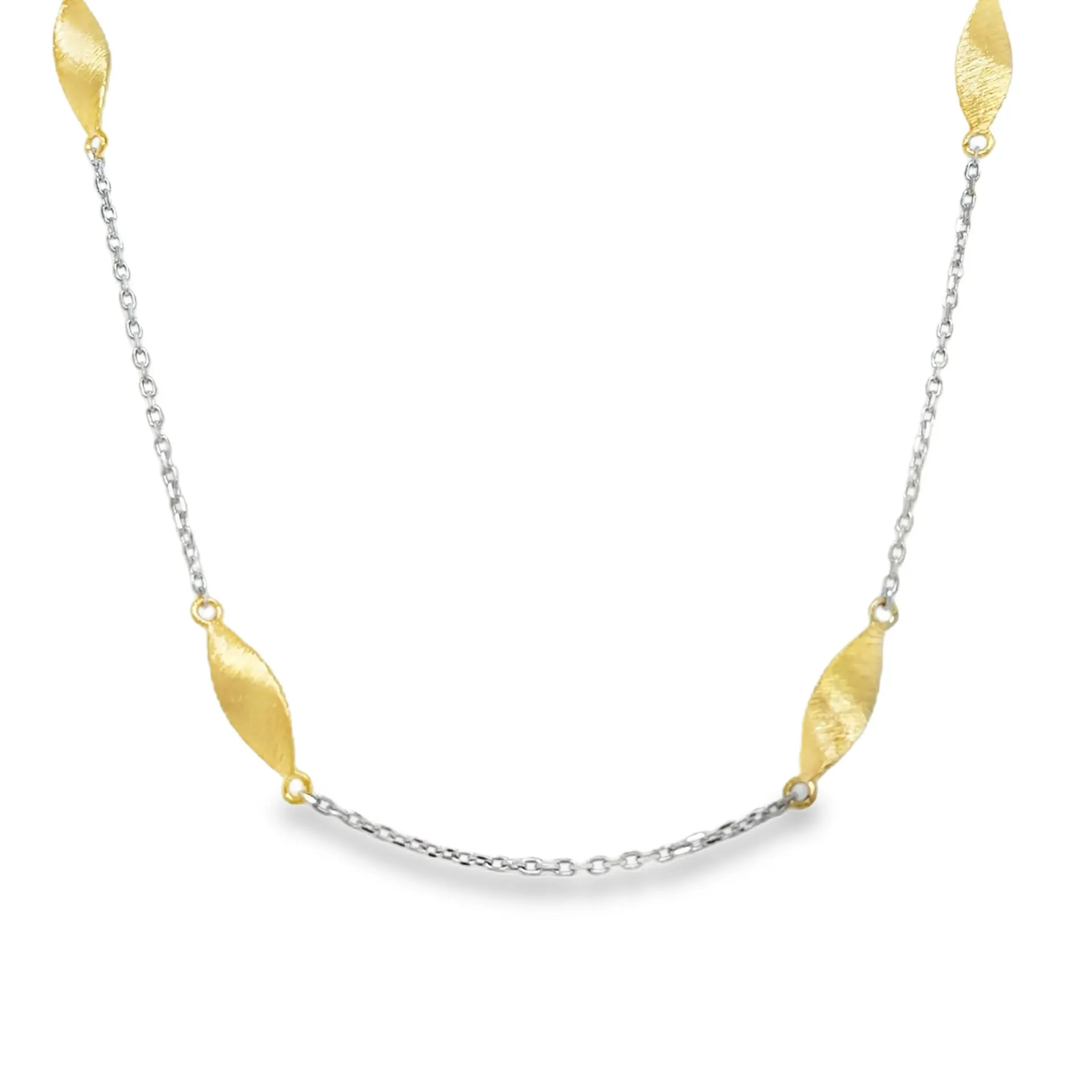 Sterling Zilveren collier bicolor met goudkleurige elementen