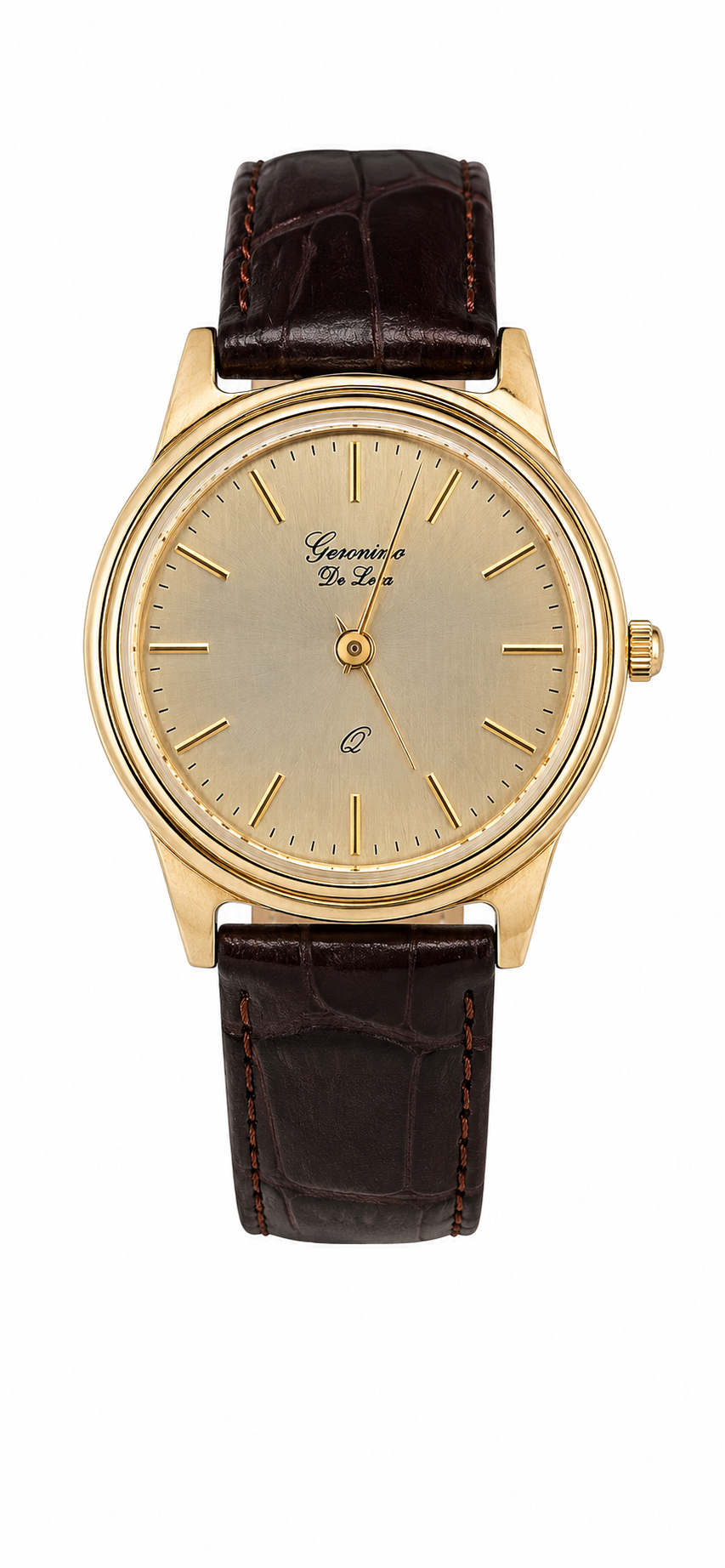 Gouden dames  horloge bruin lederen band