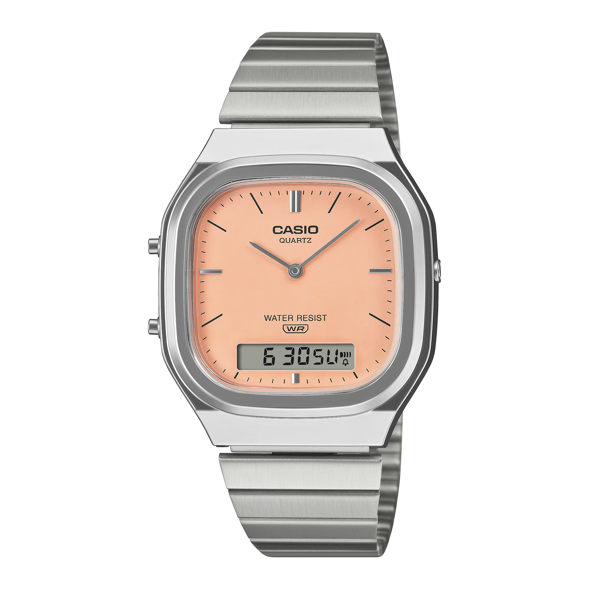 Entdecken Sie die Casio ANADIGI Metallband Box 214, Modellnummer AQ-240E-4AEF. Diese stilvolle Uhr kombiniert analoge und digitale Anzeigen. Mit einem rechteckigen Edelstahlgeh&auml;use in Silber und Datumsfunktion ist sie perfekt f&uuml;r den Alltag. Tragen Sie diese elegante Uhr am Handgelenk f&uuml;r einen modernen Look, der sowohl im B&uuml;ro als auch in der Freizeit &uuml;berzeugt.