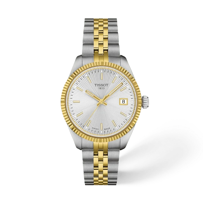 De Tissot Ballade T1562102203100 is een elegante horloge met Zwitsers quartz uurwerk en een analoge wijzerplaat. Dit horloge heeft een roestvrijstalen kast, saffierglas en gouden/zilverband. Met een waterbestendigheid van 10 ATM en datumfunctie. Ideaal voor formele en dagelijkse gelegenheden, gecombineerd met klassieke of zakelijke outfits voor een stijlvolle uitstraling.  