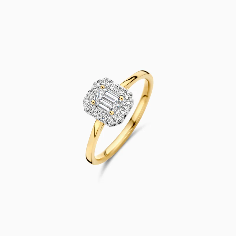 Blush 14k geelgouden ring met Lab diamant; 0.40/0.24 crt