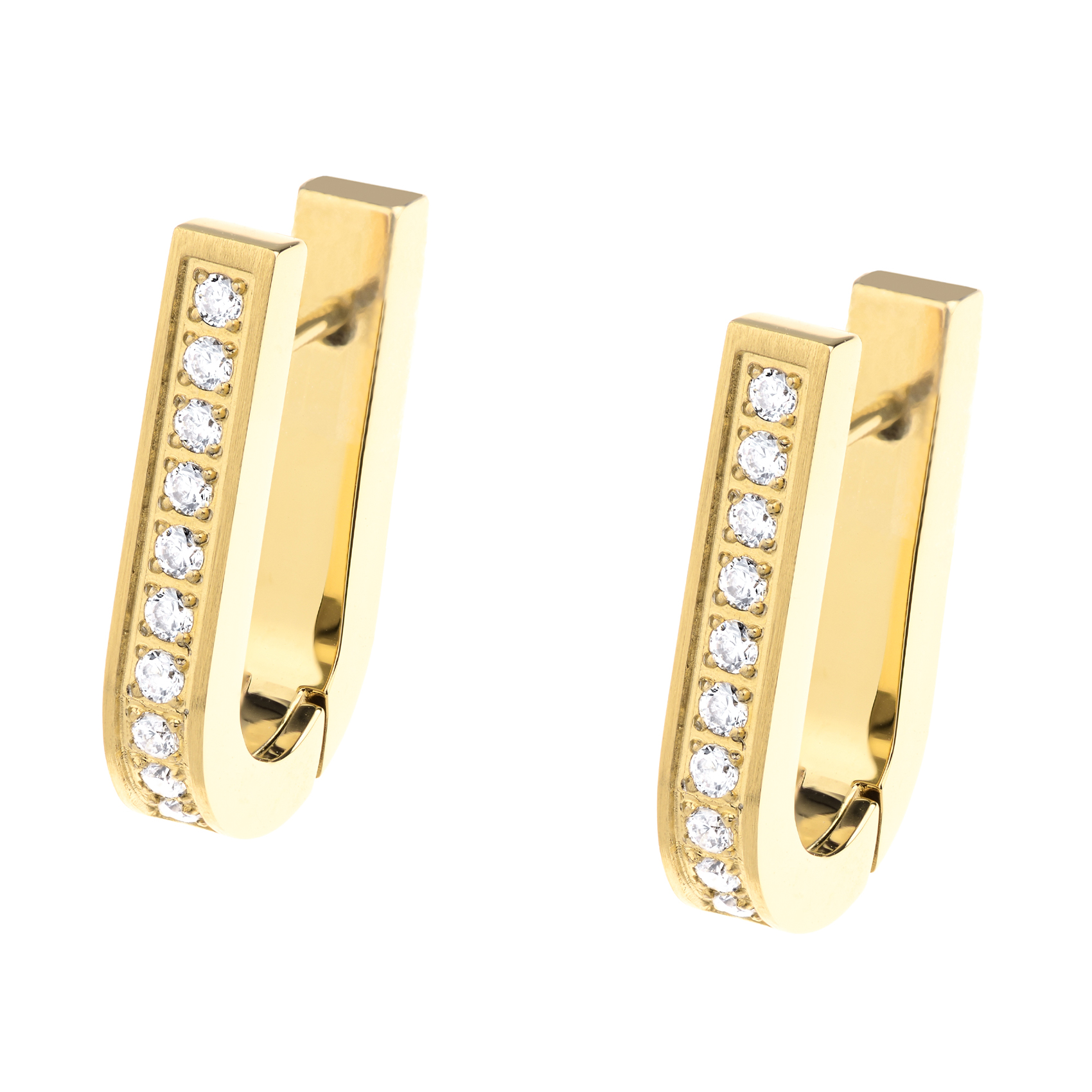 Creole vergoldet Edelstahl Zirkonia (Modellnummer E766) von unbekannter Marke pr&auml;sentiert sich als eleganter Ohrschmuck. Diese Creolen sind aus vergoldetem Edelstahl gefertigt und mit funkelnden Zirkonia besetzt. Perfekt f&uuml;r einen glamour&ouml;sen Auftritt, lassen sie sich ideal zu eleganter Abendgarderobe oder als stilvoller Akzent im Alltag kombinieren. Ein Muss f&uuml;r Schmuckliebhaber!