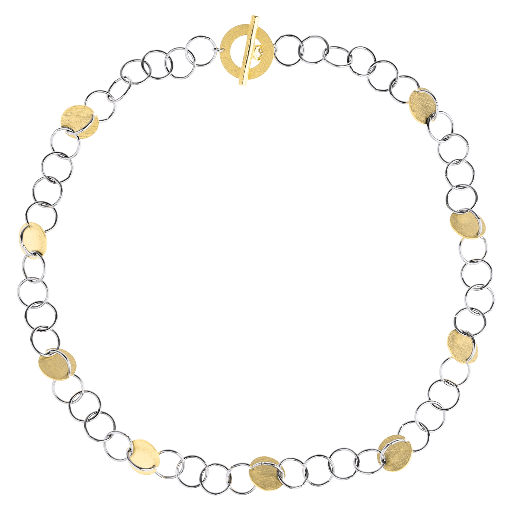 Die Halskette aus Edelstahl in bicolor mit einer L&auml;nge von 45 cm und Modellnummer K856.45 ist ein modisches Schmuckst&uuml;ck der Kategorie "Jewel". Sie geh&ouml;rt zum fantasievollen Typ und hat eine L&auml;nge von 450 mm. Tragen Sie diese elegante Kette am besten als Blickfang zu einem schlichten Oberteil oder Kleid f&uuml;r einen stilvollen Look.