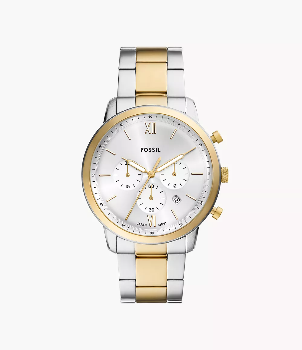 Een stijlvolle uitstraling voor elke dag
De strakke en doelbewuste Neutra Chronograph combineert moderne esthetiek met elementen uit de architectuur van het midden van de 20e eeuw. Het horloge heeft een uitgebalanceerde vormgeving, voorzien van een minimalistische zilverkleurige wijzerplaat met zonnestraalmotief en een fraai gevormde kast met tweekleurige afwerking. Een gewelfd mineraalglas en een nauwkeurig Japans uurwerk geven dit opvallende horloge zowel precisie als een iconische stijl.