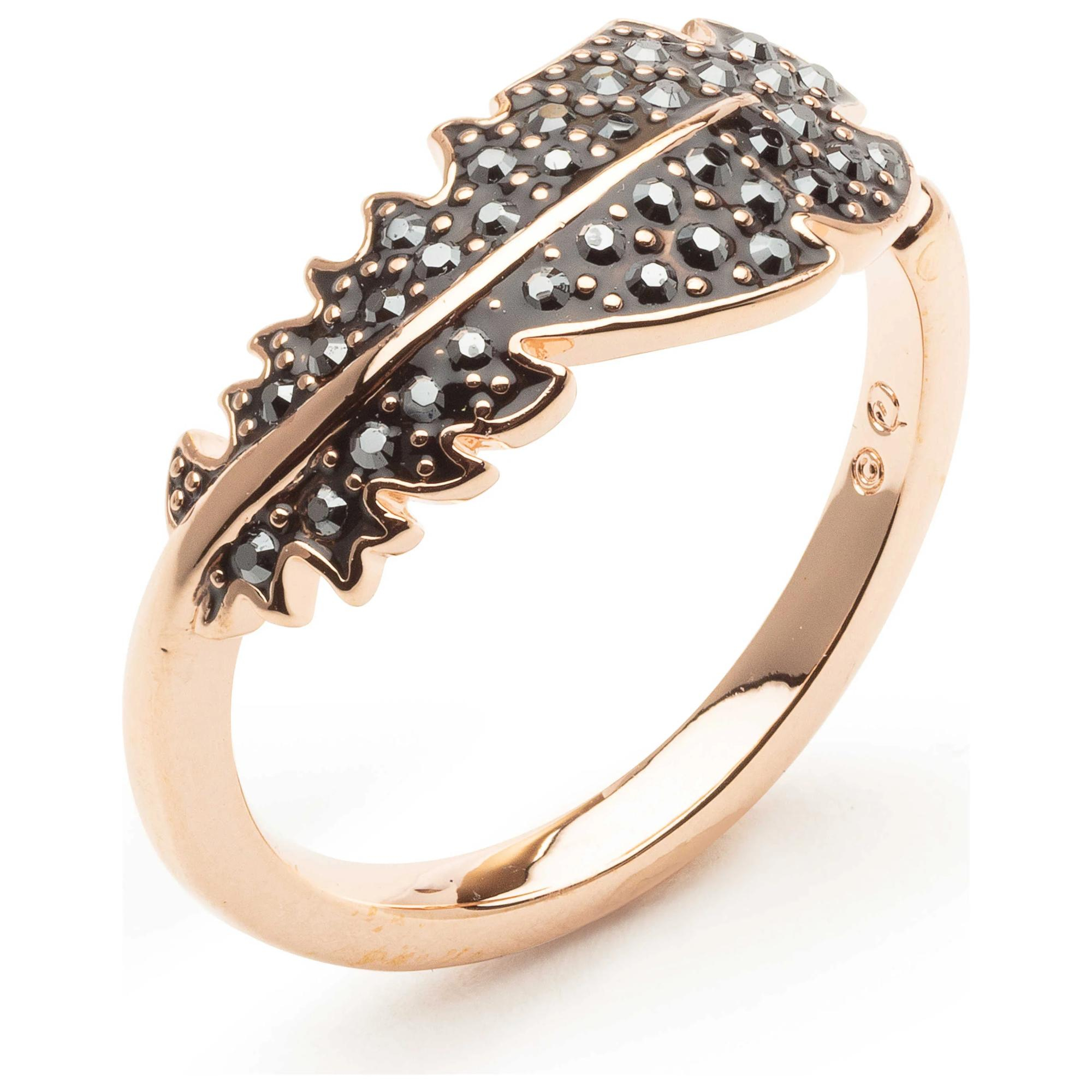 Whether youve been naughty or nice this year, youll love this Swarovski ring. With its feather motif & black crystal pave, it will add a fashionable rose-tone touch to any day or evening ensemble. Mix and match with other styles.
Gold Plated jewellery is a great option for wearers who are jewellery obsessed but need to stay in a budget. Gold plated jewellery is a very thin layer of gold over another metal. Take special care with gold plated jewellery, make sure to remove before swimming, showering and sleeping.