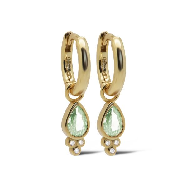 Karma Jewelry Hinged Hoops Hera Drop Ocean Green Goldplated