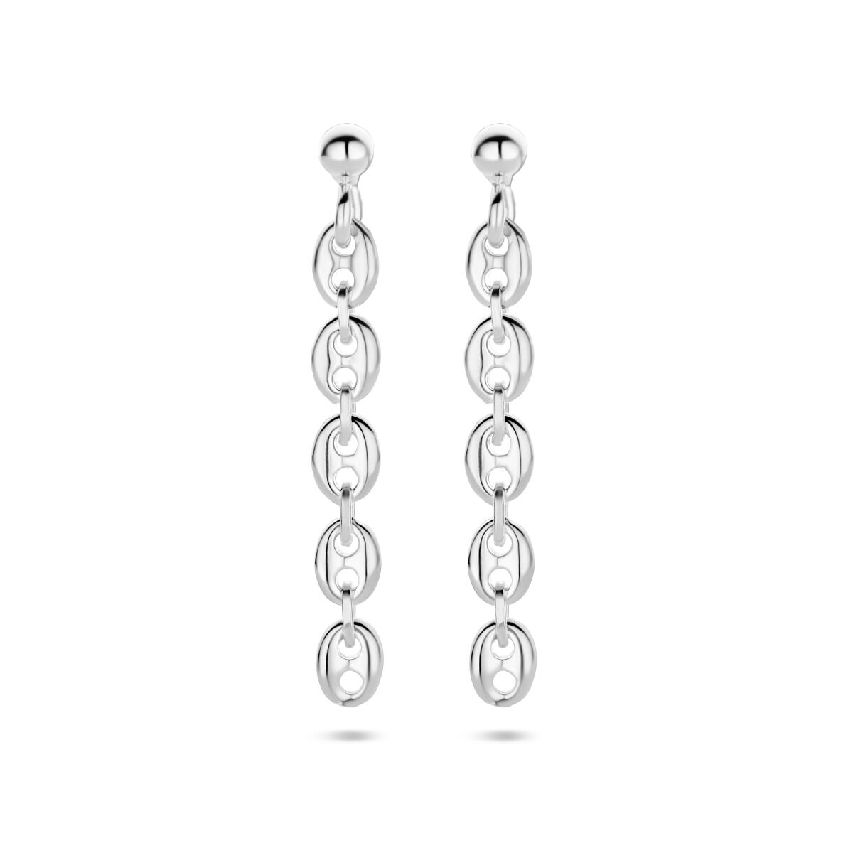 Geef je sieradencollectie een speelse touch met deze Exclusief oorhangers met koffieboon-schakels. Vervaardigd uit 925 sterling zilver met een luxe rodiumlaag en een verfijnde poli afwerking, voor een blijvende glans zonder verkleuring.