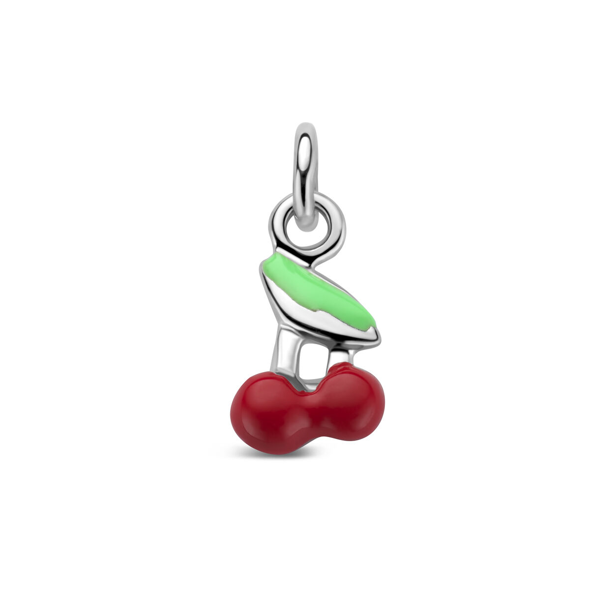 Gerhodineerd 925 zilveren hanger met kersen. De hanger heeft een hoogte van 9.5mm excl. oogje en een breedte van 7mm.