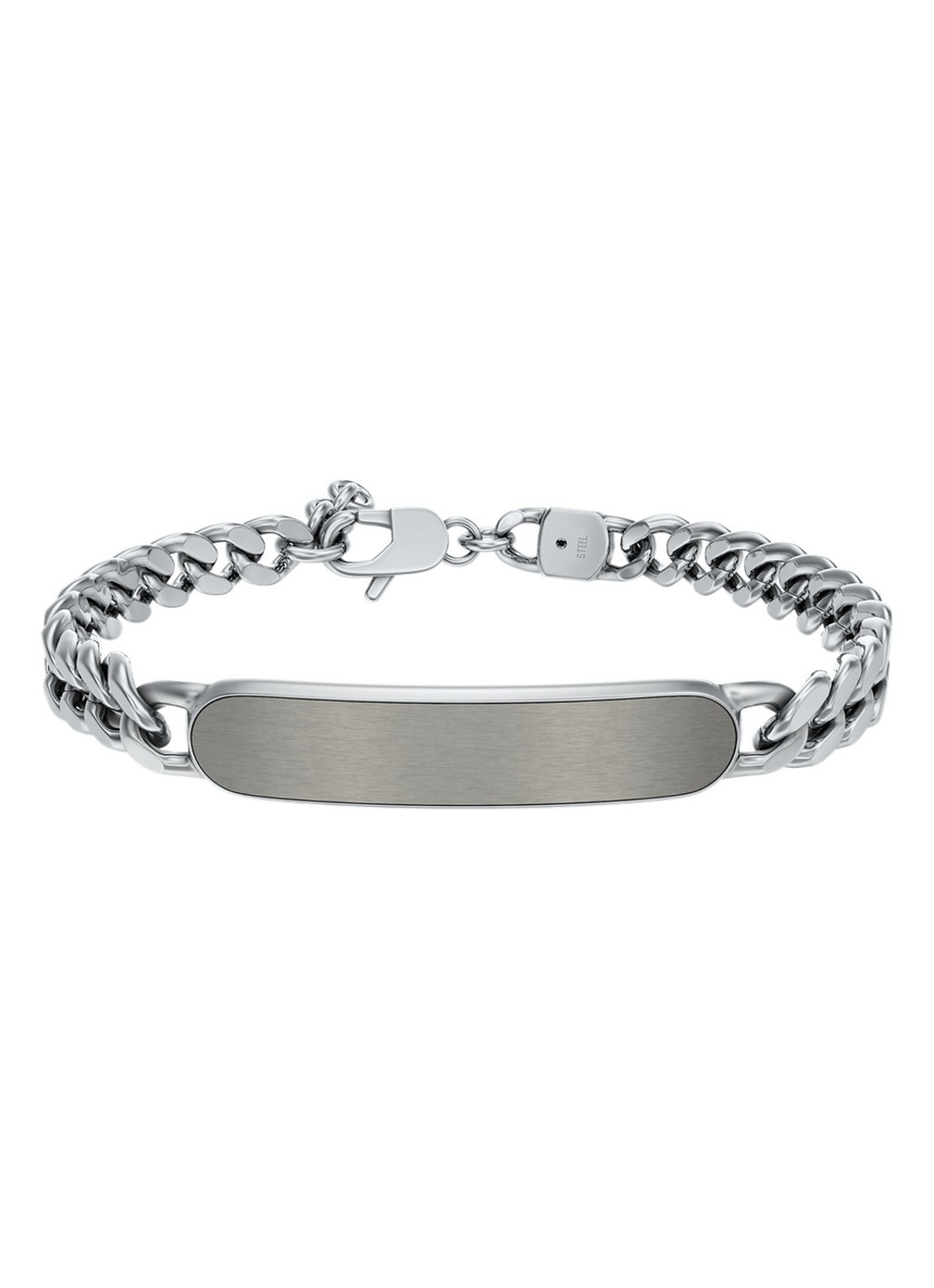 Het strakke ID-plaatje en het tweekleurige roestvrijstalen design geven deze armband een moderne, veelzijdige uitstraling. De gepolijste en geborstelde afwerkingen cre&euml;ren een subtiel contrast, terwijl de karabijnsluiting ervoor zorgt dat de armband veilig en gemakkelijk is vast te maken. Er is ruimte voor een gravure - perfect voor een persoonlijke touch.

