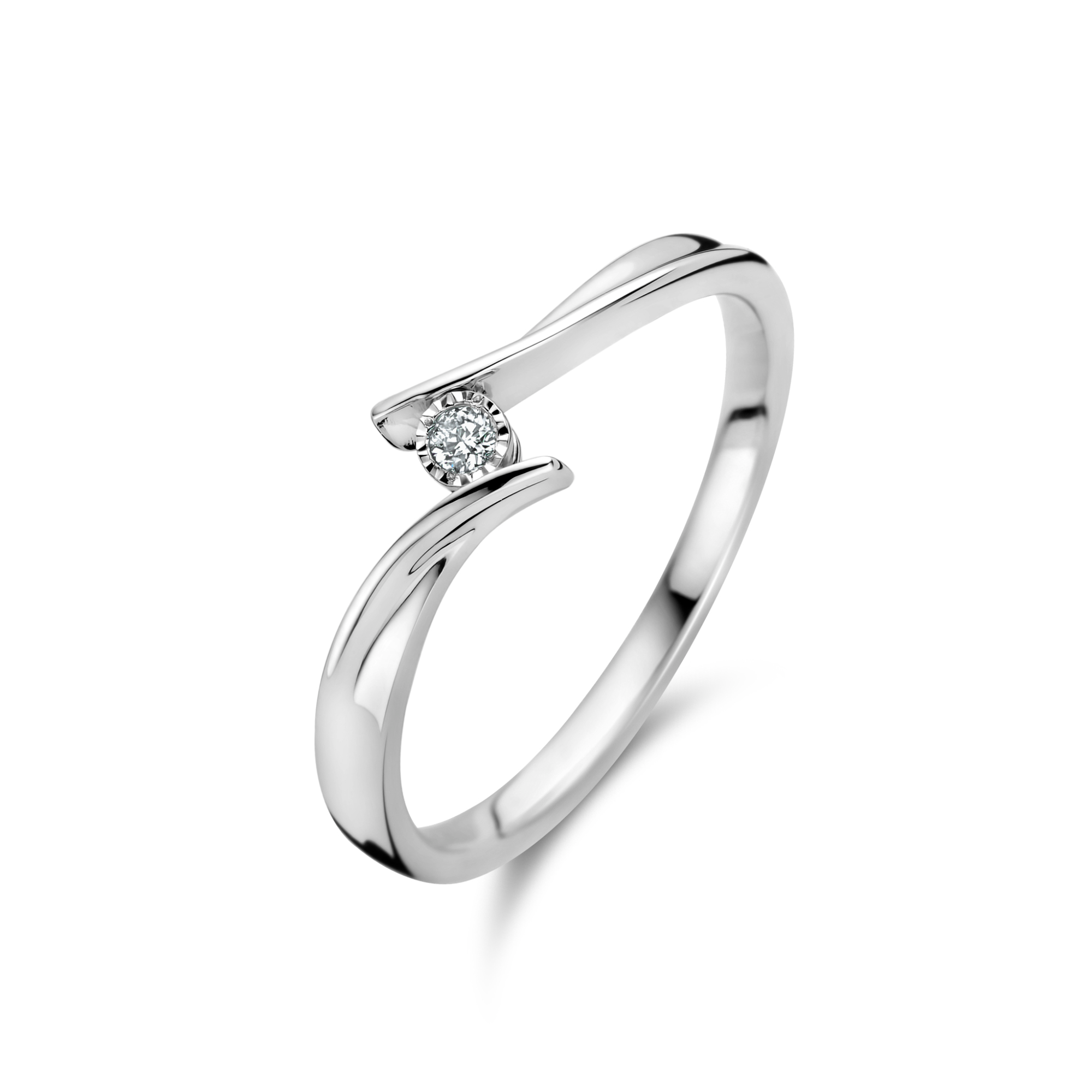 Rosa di Luca 61911252 Zilveren Solitair Ring met Twist 0.03 ct