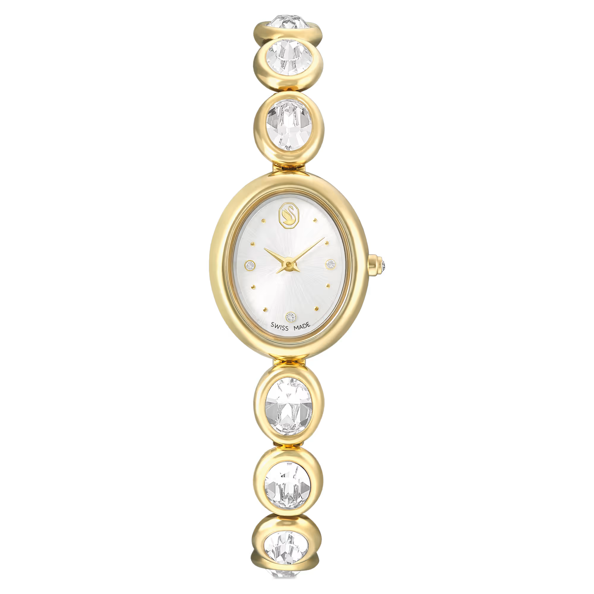 Dit horloge van 25 mm x 21 mm heeft een van de meest eigentijdse vormen uit de horlogewereld en combineert een moderne elliptische look met een meesterschap van licht. De strakke ovale kast is gemaakt van edelstaal met een goudkleurige afwerking en wordt gecombineerd met een zonnewijzerplaat en een verstelbare armband met acht gefacetteerde kristallen. Dit Swiss Made-horloge is een veelzijdige keuze voor uw look van 's ochtends vroeg tot 's avonds laat, zorgt voor eindeloze schitteringen en is waterbestendig tot 50 m.

Artikelnr.: 5754812
Collectie:  Imber
Grootte van de kast: 25 x 21 mm
Dikte van de kast: 6 mm
Draaglengte band (minimaal - maximaal): 15 - 21 cm
Bandbreedte: 1 cm
Materiaal:  Kristallen, Goudkleurig PVD, Roestvrij staal
Kleur:  Wit
Type sluiting:  Vouwbare sluiting
Materiaal van de band:  Kristallen
Gemaakt in:  Zwitserland
Mechanisme:  Kwarts