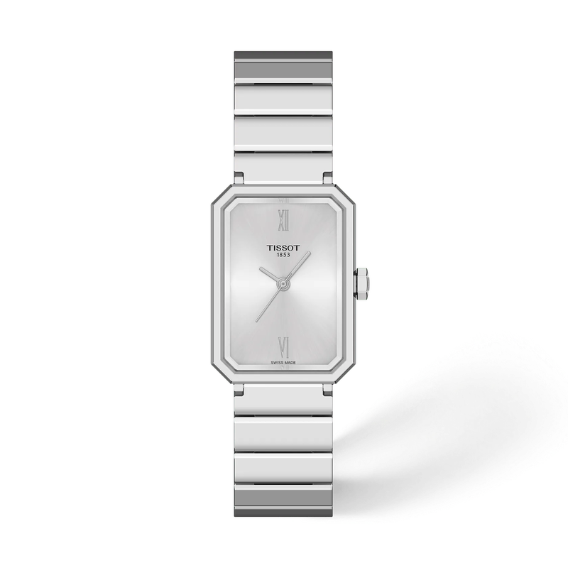 De Tissot SRV T1601101103300 is een elegante rechthoekige dameshorloge van roestvrij staal met zilverkleurige wijzerplaat en Romeinse cijfers. Met een waterdichtheid van 5 ATM en Zwitsers quartz uurwerk. Perfect om dagelijks te dragen voor een verfijnde stijl. 