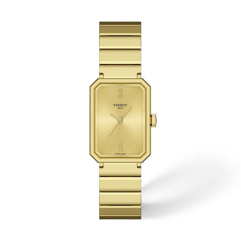 Deze Tissot SRV T1601103302300 horloge heeft een goudkleurige wijzerplaat en band van roestvrij staal. Met een robuuste rechthoekige kast van 7,25 mm dikte, biedt het Zwitserse quartzuurwerk aan. Het is waterbestendig tot 5 ATM. Draag het bij formele gelegenheden voor een elegante touch, ideaal voor stijlvolle polsen. Verstelbare selectband zorgt voor optimaal comfort. 