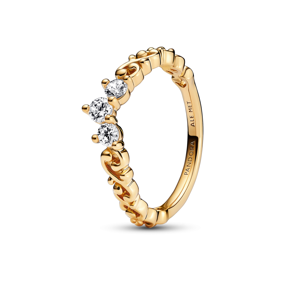 Regal tiara 14k goldplated ring with clear cubic zirconia
