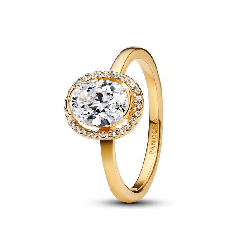 14k Goldplated ring with clear cubic zirconia