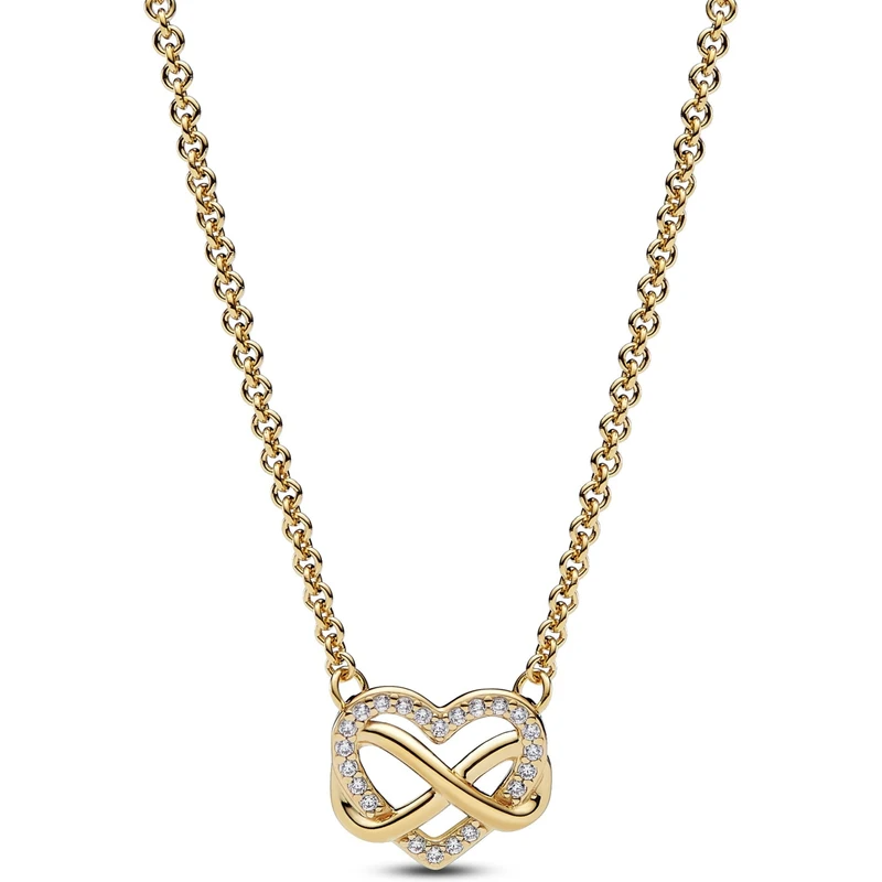 Infinity heart 14k goldplated necklace with clear cubic necklace with clear cubic zirconia
