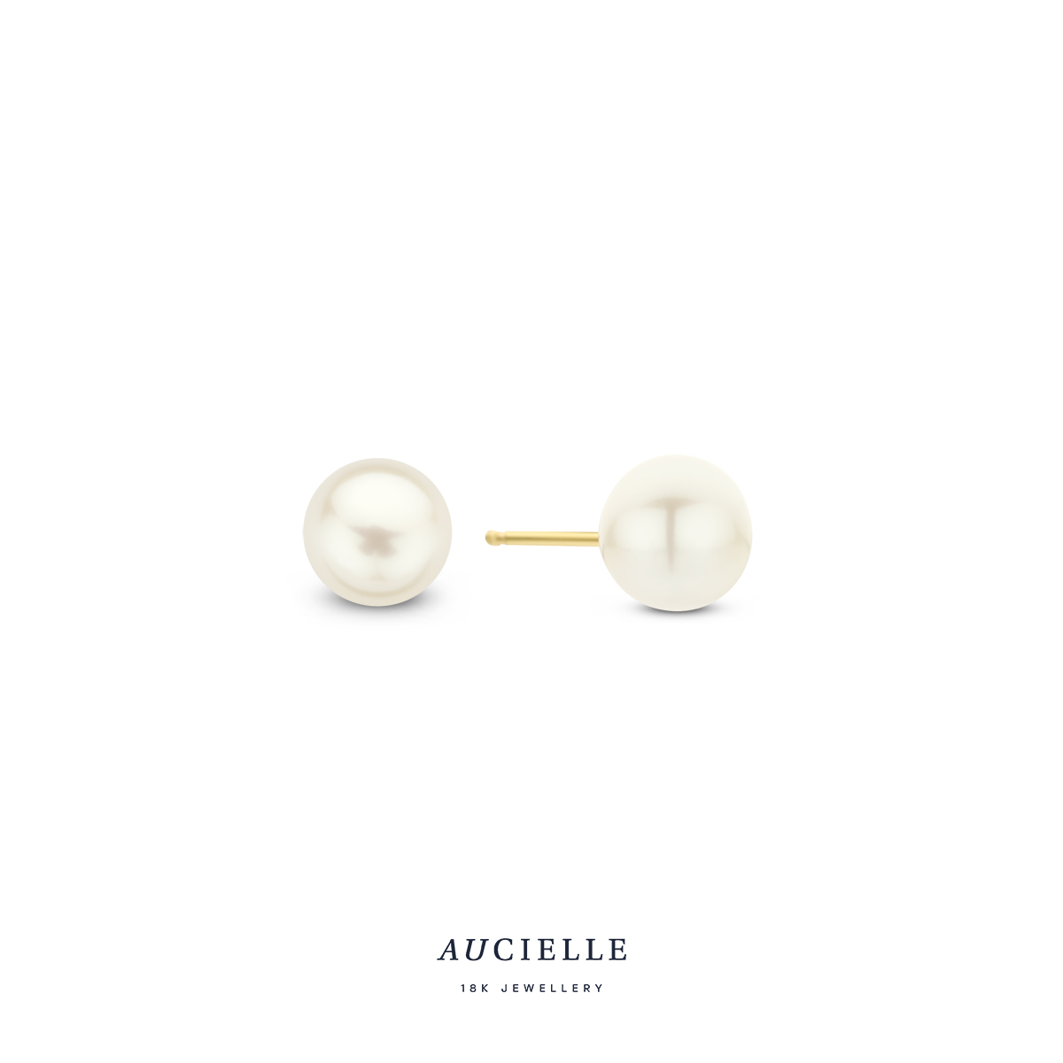 Aucielle oorstekers geel goud 18k met parel 4mm