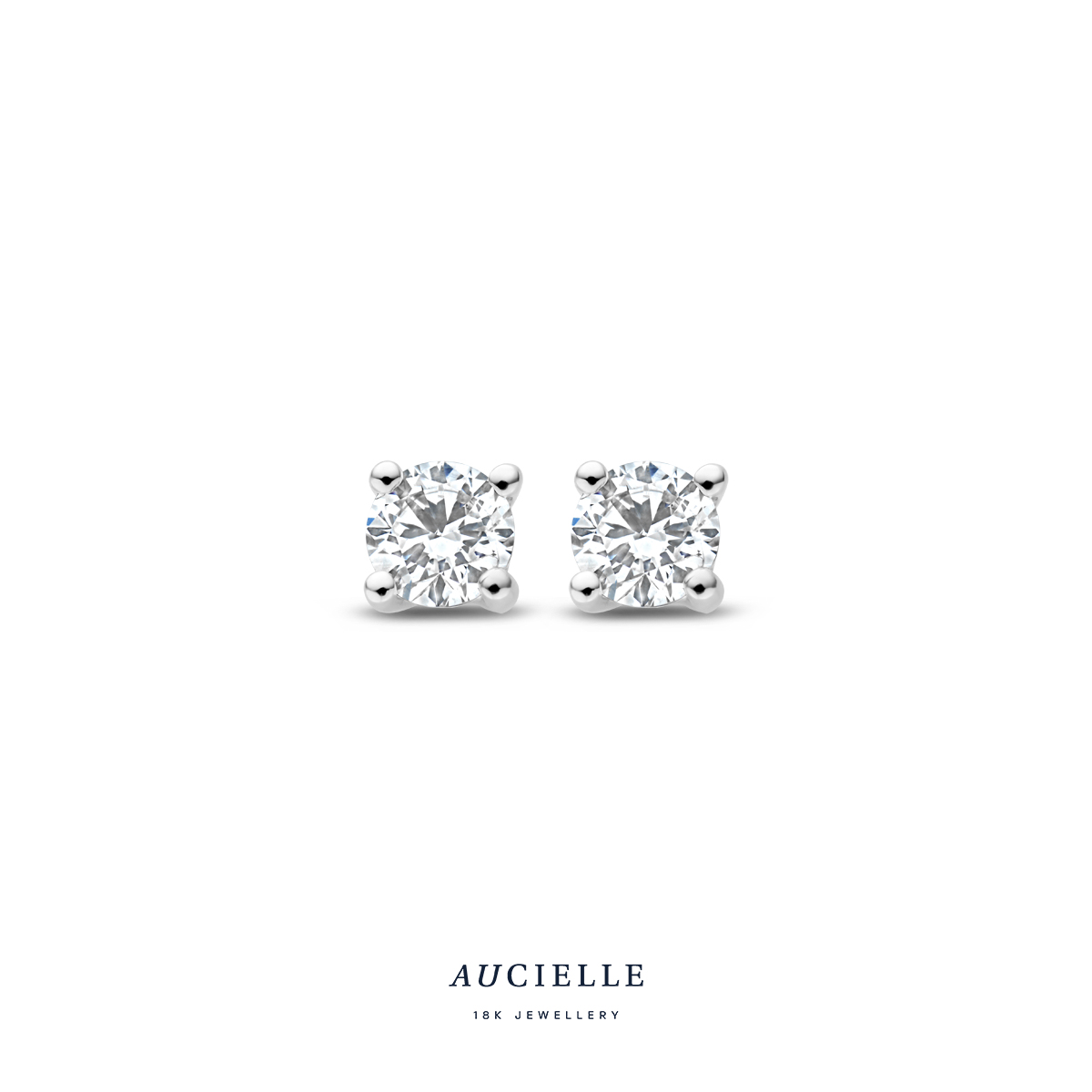 Aucielle oorstekers 4 griffen wit goud 18 k LG Diamand 30pt
(2 x 15pt, 3.3mm)
