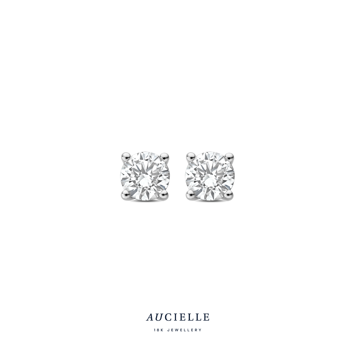 Aucielle oorstekers 4 griffen wit goud 18 k LG Diamand 75pt
(2 x 37.5pt, 4.5mm)