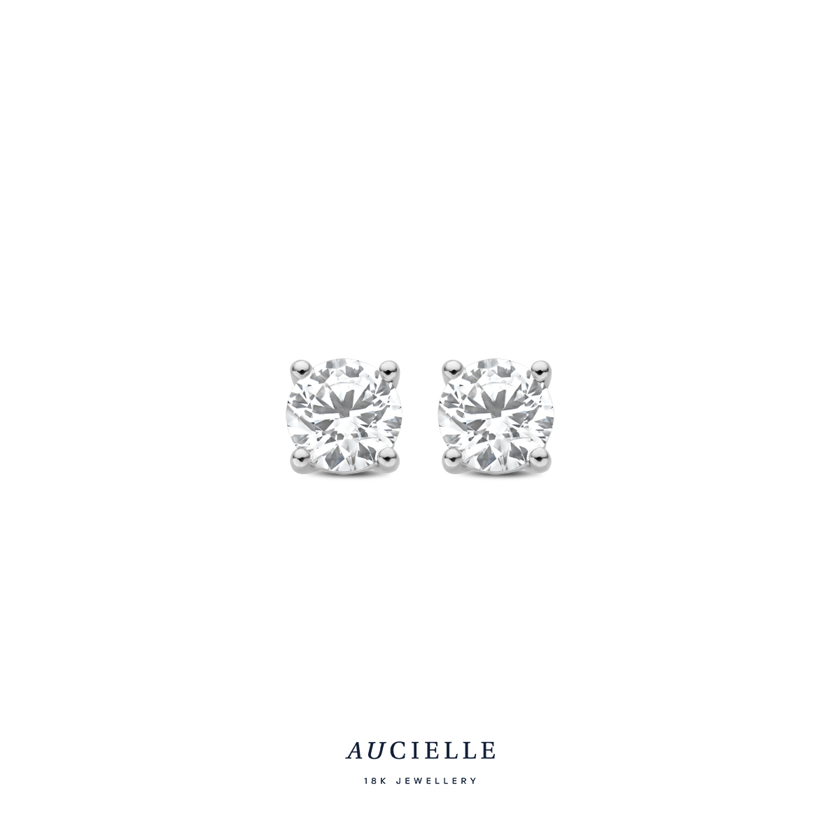 Aucielle oorstekers 4 griffen wit goud 18 k LG Diamand 1ct
(2 x 50pt, 5mm)