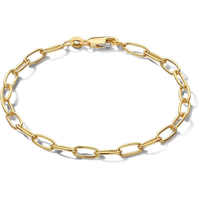 GEELGOUDEN ARMBAND MET ZILVEREN KERN FANTASIE ANKER 3,5MM 19CM