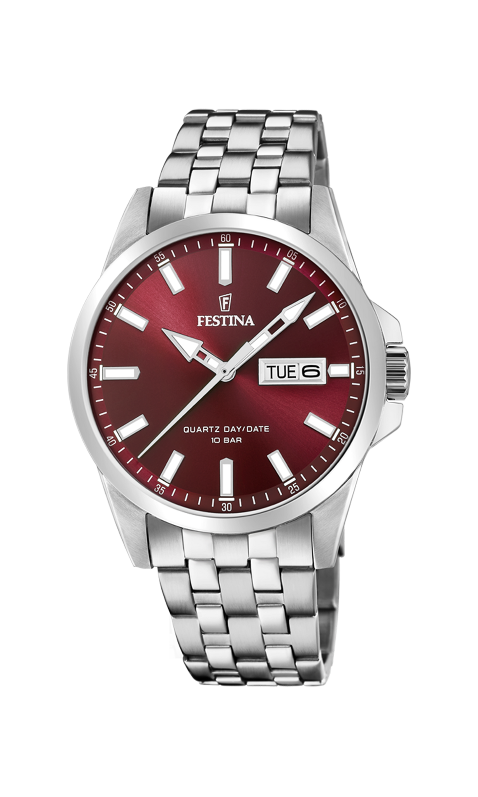 Festina herenhorloge F20357/G met een roestvrij stalen kast en een mineraal glas met een roestvrij stalen band/armband.