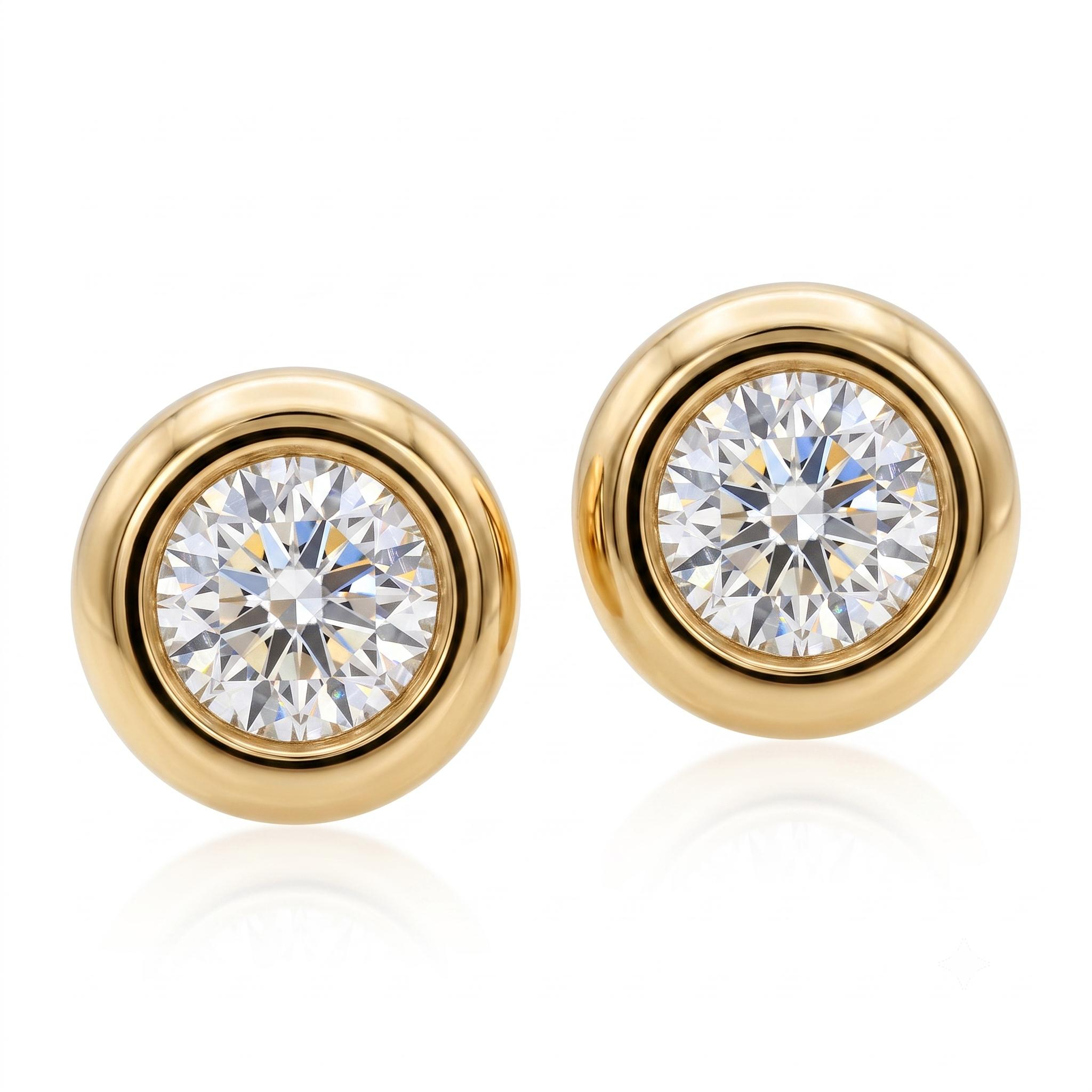 oorbellen in geel goud 18kt met 2x0.20ct diamant 0.40ct totaal gewicht briljant