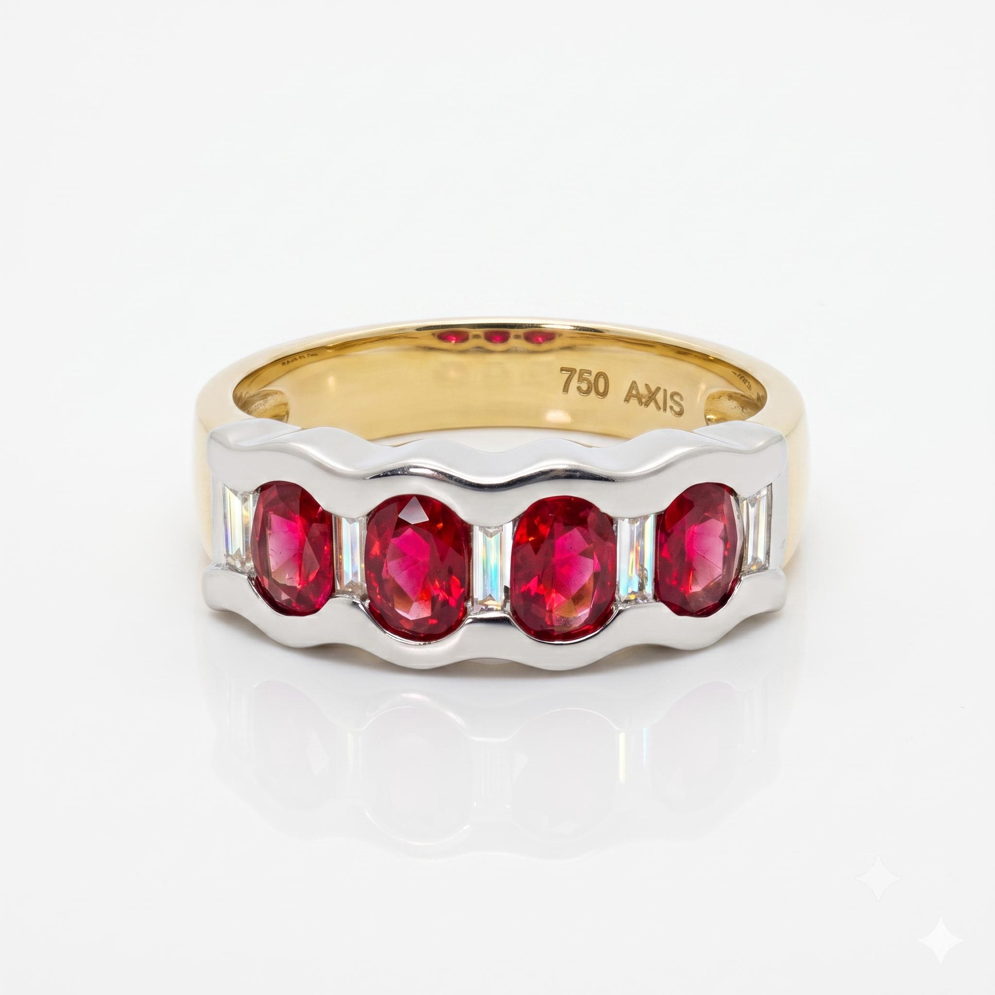 GG ring 18 karaat met 0.35ct diamant en robijnen
