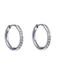 Oorringen staal zilverkleurig met steentjes