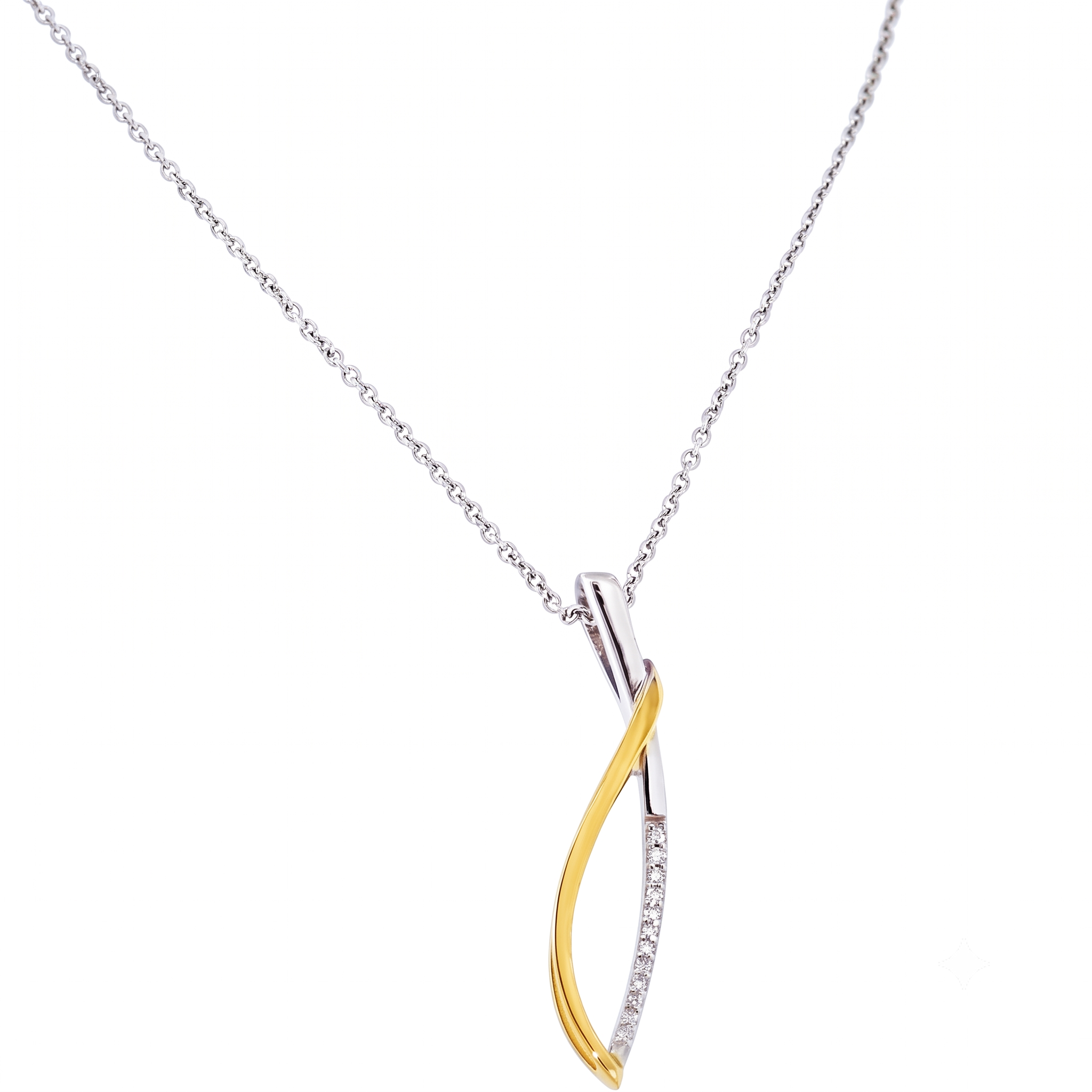 hanger in geel goud 18kt met diamant 0.06ct gezet in wit goud de prijs is zonder ketting