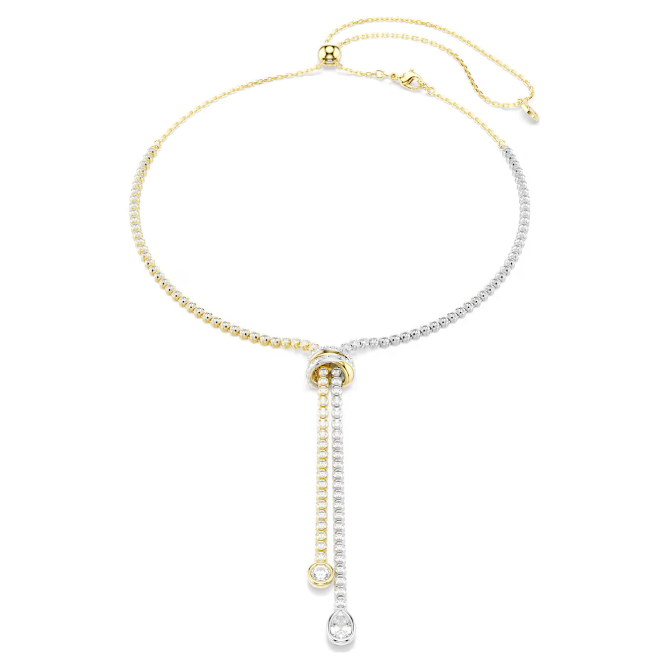 Deze Y-ketting is kenmerkend voor de onverwachte schoonheid van Hyperbola. De cupchain is met een elegante knoop vastgezet en heeft een soepel vallende vorm met heldere Swarovski Zirkonia die een moderne en chique look ademen. Hyperbola-sieraden staan voor moderniteit en vrijheid, waarbij zorgvuldig geplaatste kristallen en minimalistische silhouetten samenkomen om de allerbeste savoir-faire van Swarovski te tonen.

Artikelnr.: 5752854
Collectie:  Hyperbola
Lengte (minimum - maximum): 30 - 44 cm
Breedte: 0.6 cm
Y Lengte motief: 6.5 cm
Materiaal:  Kristallen, Cubic zirconia, Gemengde metalen afwerking
Kleur:  Wit
Type sluiting:  Schuifbare bal, Karabijn