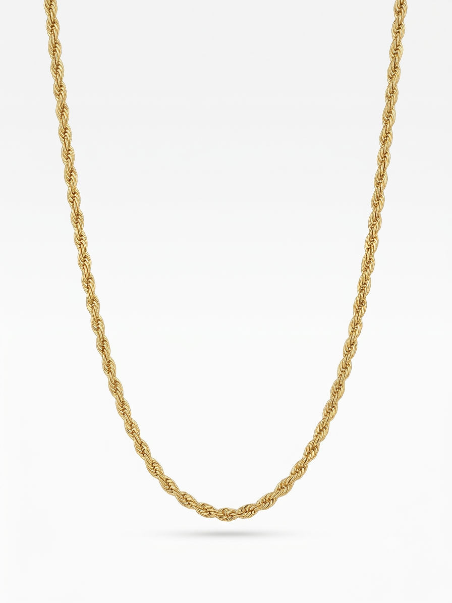 De Gouden Rope Chain Ketting JRS-61 is een massieve schakelketting van 14 karaat goud, met een lengte van 60 cm en een breedte van 2,2 mm. Met een gewicht van 13 gram, maakt het een verfijnde en elegante indruk. Perfect voor dagelijks gebruik of speciale gelegenheden, draag deze ketting solo of met een hanger voor extra flair.