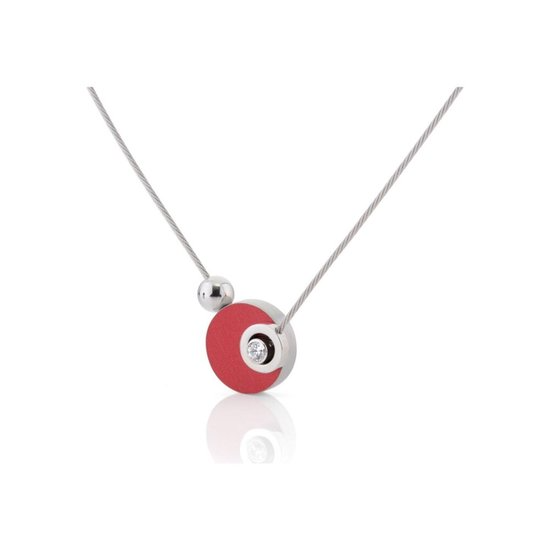 Collier silver with aluminium red pink