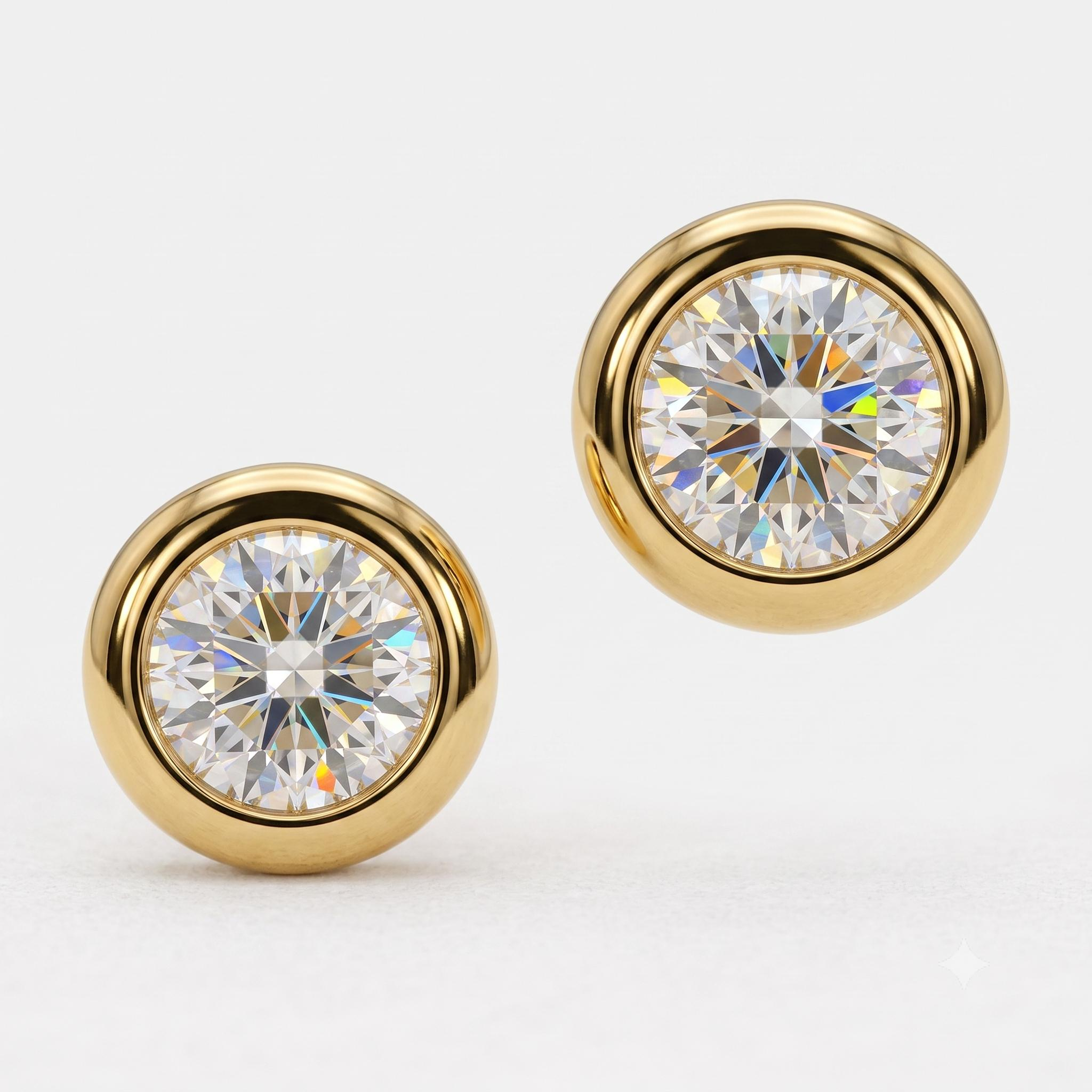 oorbellen in geel goud 18kt met 0.50ct briljant