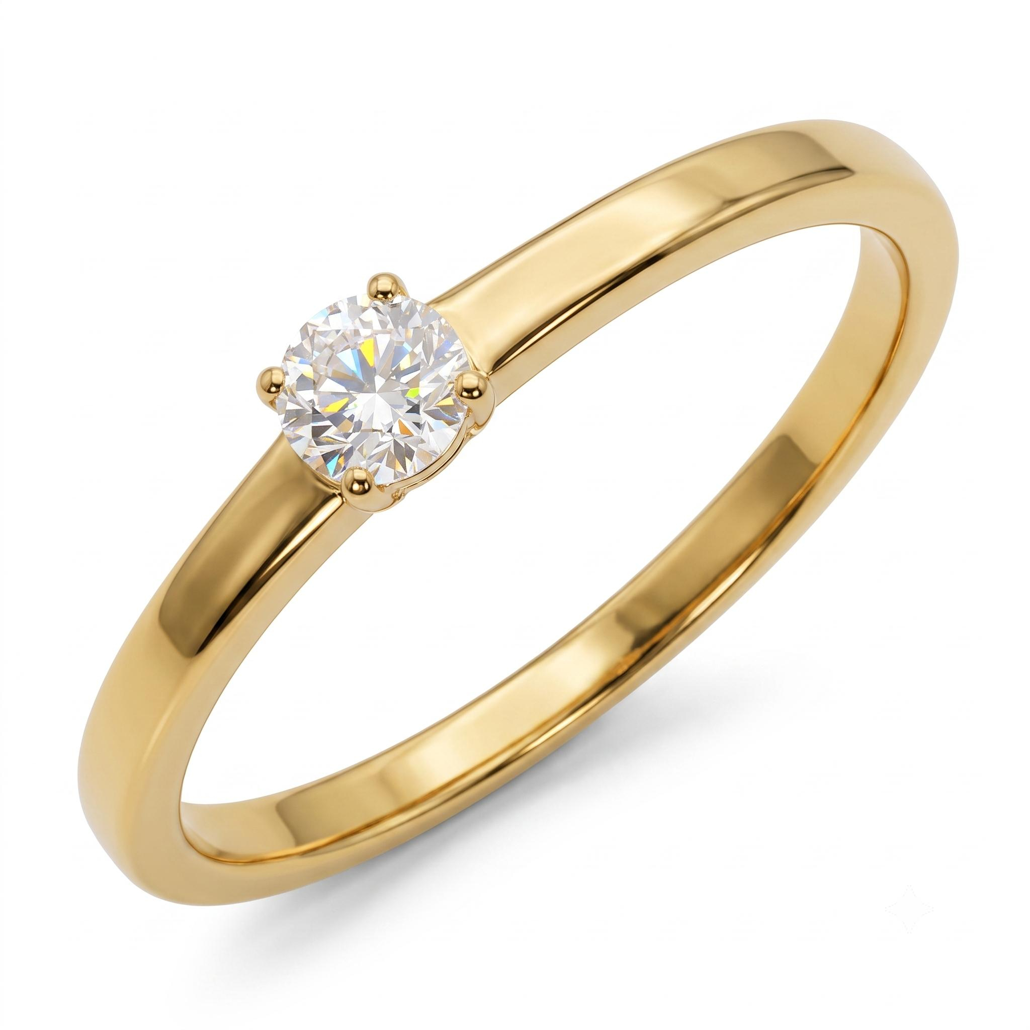 Geelgouden verlovingsring met briljant 0.19ct Heel stevige ring en heeeeeel mooie briljant