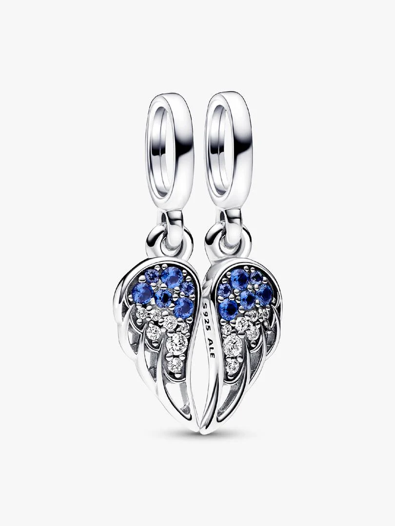 Angel wings sterling silver splittable dangle with stellar splittable dangle with stellar blue, skylight blue crystal splittable dangle with stellar blue, skylight blue crystal and clear cubic zirconia