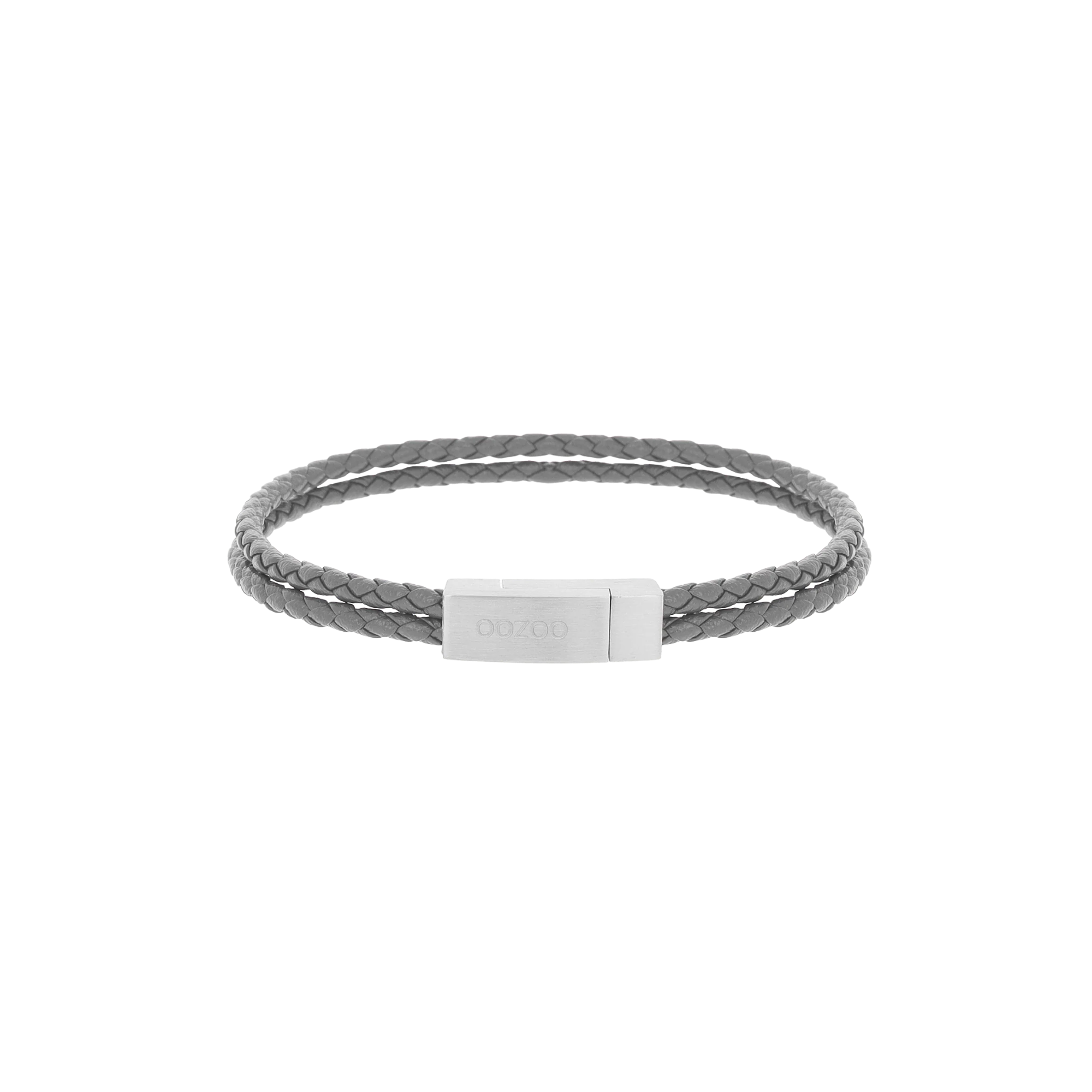 grijs leren armband 21 cm
