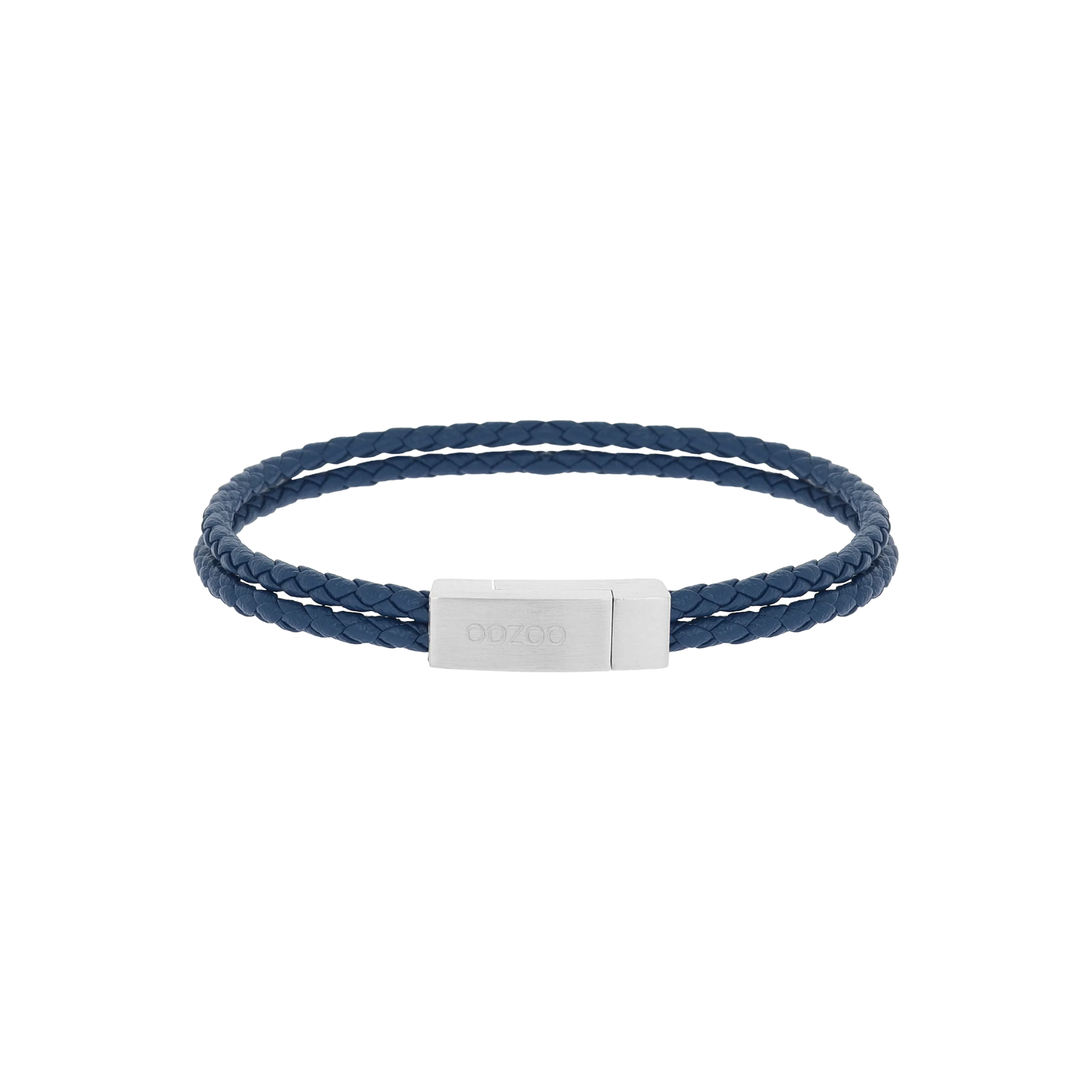 blauw leren armband 21 cm