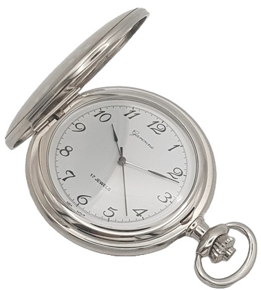 Dit is een mechanisch zakhorloge van het merk Garonne.