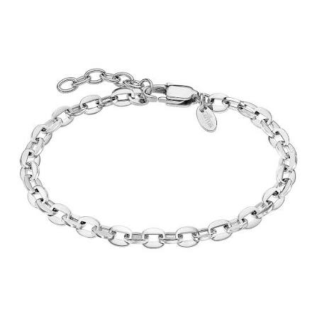 De armbnand is in staal en heeft open ovaal scakels

