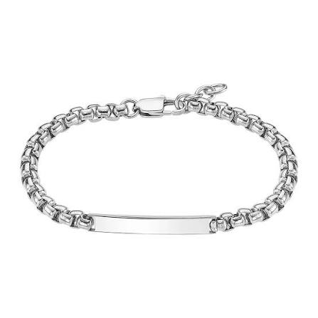 De armband is in staal en heeft een naamplaat om te graveren 