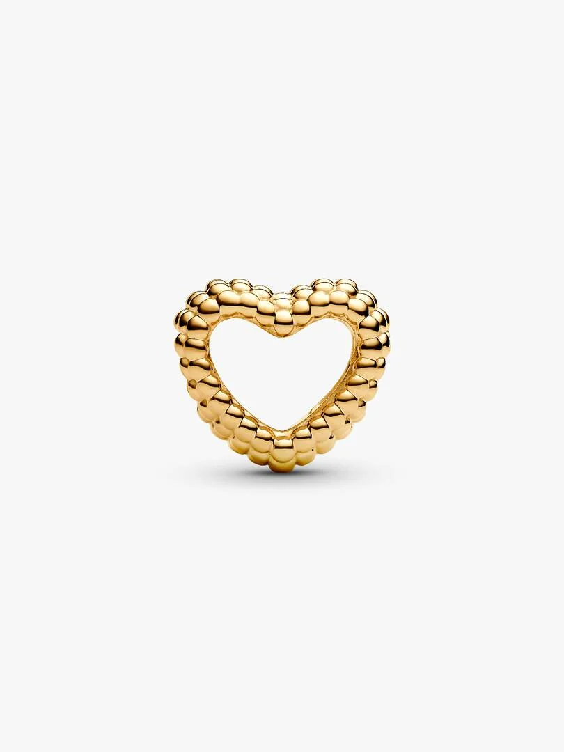Alles is liefde op deze vergulde en met kraaltjes bezette open hartbedel, die je bedelarmband extra diepte en dimensie geeft. Het open ontwerp is minimalistisch afgewerkt met een silhouet van kraaltjes. Cre&euml;er je eigen unieke verhaal door deze bedel samen met je andere favorieten aan een Pandora Moments armband of bangle te hangen.