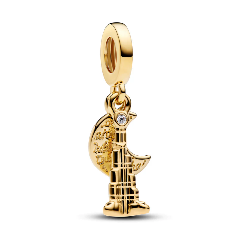 Burj Khalifa 14k goldplated double dangle with clear double dangle with clear cubic zirconia